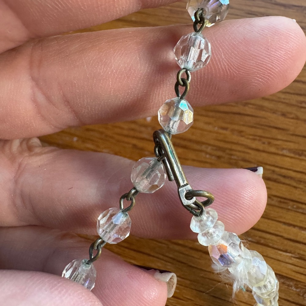 Vintage Aurora Borealis AB Faceted Bead Choker Necklace 14‎ Inch Iridescent - Picture 3 of 5